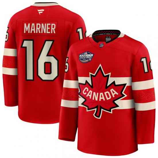 Men Canada 16 Mitchell Marner Red 2025 4 Nations Face Off Premium Stitched Jersey