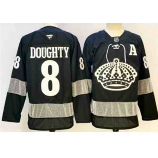 Men Los Angeles Kings 8 Drew Doughty Black With A Patch Alternate Stitched Hockey Jersey
