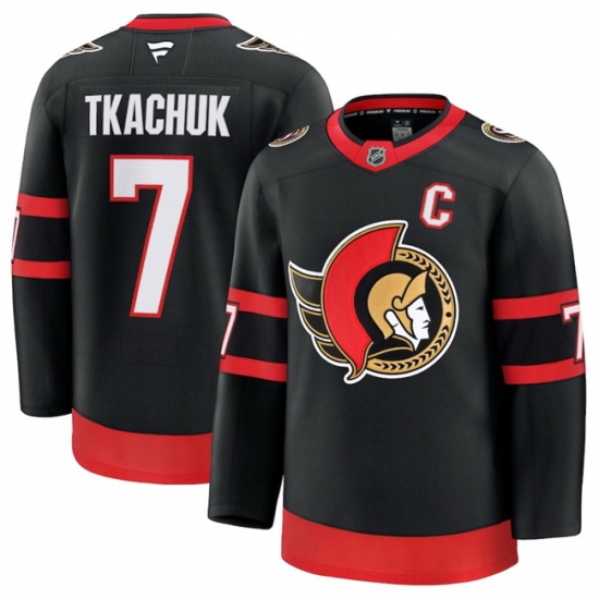 Men Ottawa Senators 7 Brady Tkachuk Black 2024 25 Home Stitched Hockey Jersey