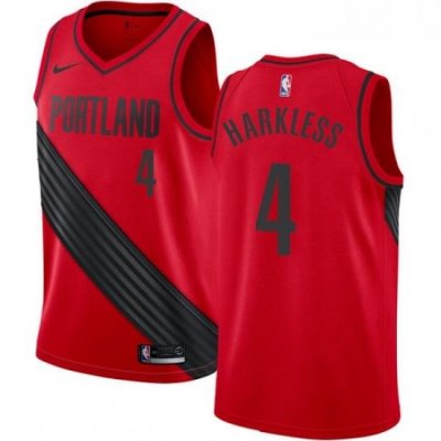 Womens Nike Portland Trail Blazers 4 Moe Harkless Swingman Red Alternate NBA Jersey Statement Edition