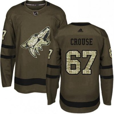 Mens Adidas Arizona Coyotes 67 Lawson Crouse Authentic Green Salute to Service NHL Jersey