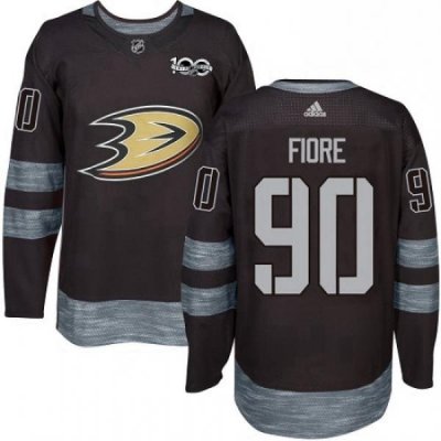 Mens Adidas Anaheim Ducks 90 Giovanni Fiore Authentic Black 1917 2017 100th Anniversary NHL Jersey