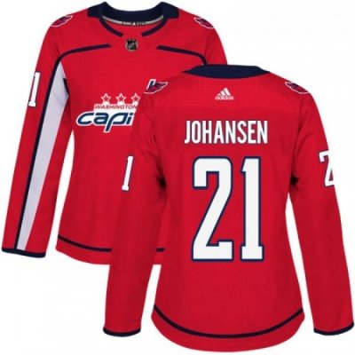 Womens Adidas Washington Capitals 21 Lucas Johansen Authentic Red Home NHL Jersey