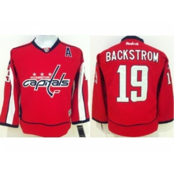 Youth NHL Washington Capitals #19 Nicklas Backstrom Stitched Red jerseys