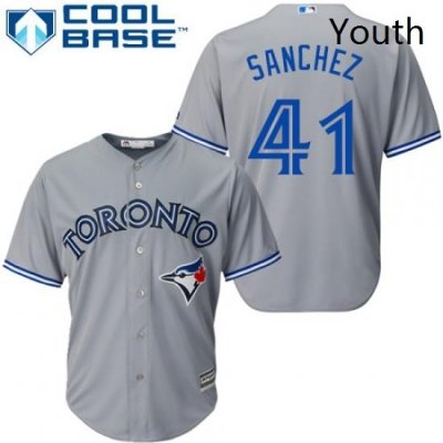 Youth Majestic Toronto Blue Jays 41 Aaron Sanchez Replica Grey Road MLB Jersey