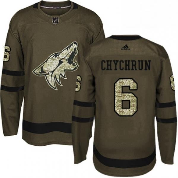 Youth Adidas Arizona Coyotes 6 Jakob Chychrun Premier Green Salute to Service NHL Jersey