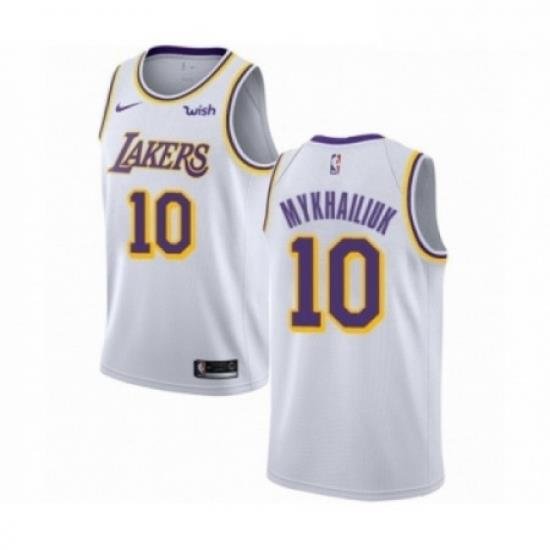 Mens Los Angeles Lakers 10 Sviatoslav Mykhailiuk Authentic White Basketball Jersey Association Edition