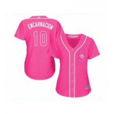 Womens Seattle Mariners 10 Edwin Encarnacion Replica Pink Fashion Cool Base Baseball Jersey