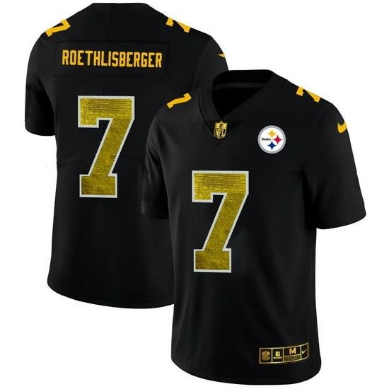 Pittsburgh Steelers 7 Ben Roethlisberger Men Black Nike Golden Sequin Vapor Limited NFL Jersey