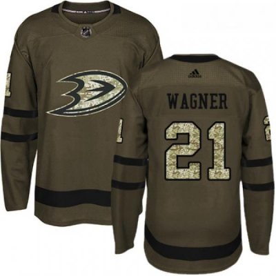 Youth Adidas Anaheim Ducks 21 Chris Wagner Authentic Green Salute to Service NHL Jersey