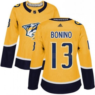 Womens Adidas Nashville Predators 13 Nick Bonino Authentic Gold Home NHL Jersey