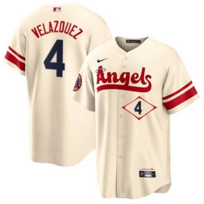 Men Los Angeles Angels 4 AndreW Velazquez 2022 Cream City Connect Cool Base Stitched Jerseyy