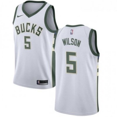 Womens Nike Milwaukee Bucks 5 D J Wilson Authentic White Home NBA Jersey Association Edition