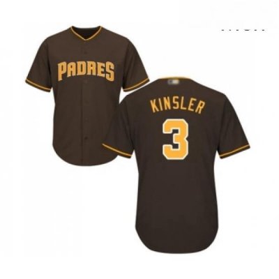 Mens San Diego Padres 3 Ian Kinsler Replica Brown Alternate Cool Base Baseball Jersey