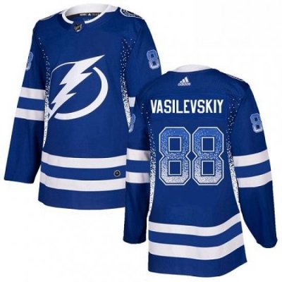 Mens Adidas Tampa Bay Lightning 88 Andrei Vasilevskiy Authentic Blue Drift Fashion NHL Jersey