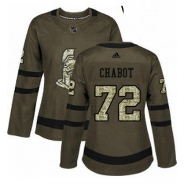 Womens Adidas Ottawa Senators 72 Thomas Chabot Authentic Green Salute to Service NHL Jersey