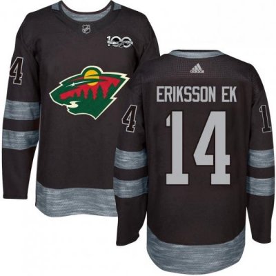 Mens Adidas Minnesota Wild 14 Joel Eriksson Ek Premier Black 1917 2017 100th Anniversary NHL Jersey