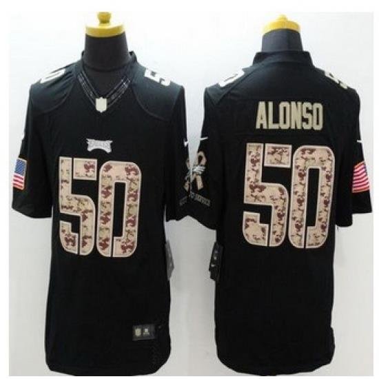 New Philadelphia Eagles #50 Kiko Alonso Black Men Stitched NFL Limited Salute to Service jersey