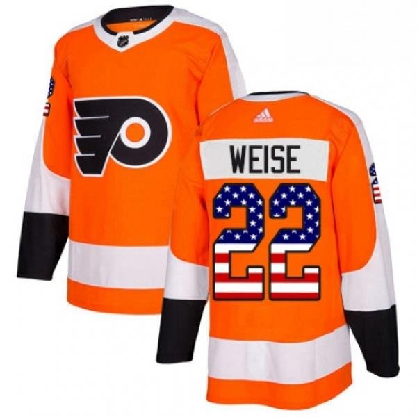 Mens Adidas Philadelphia Flyers 22 Dale Weise Authentic Orange USA Flag Fashion NHL Jersey