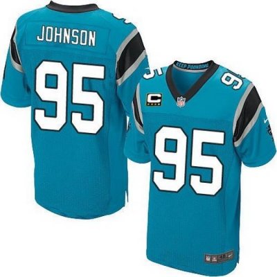 Nike Panthers #95 Charles Johnson Blue Team Color Mens Stitched NFL Elite Jersey