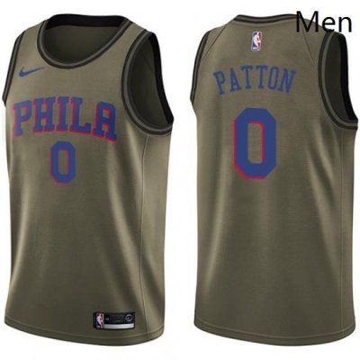 Mens Nike Philadelphia 76ers 0 Justin Patton Swingman Green Salute to Service NBA Jersey