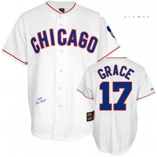 Mens Mitchell and Ness Chicago Cubs 17 Mark Grace Authentic White 1988 Throwback MLB Jersey