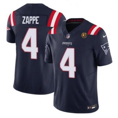 Men New England Patriots 4 Bailey Zappe Navy 2023 F U S E  With John Madden Patch Vapor Limited Stitched Football Jersey