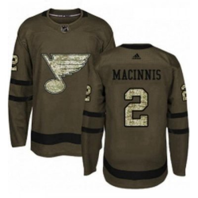 Youth Adidas St Louis Blues 2 Al Macinnis Premier Green Salute to Service NHL Jersey