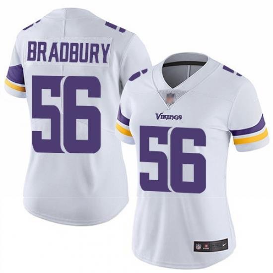 Vikings 56 Garrett Bradbury White Women Stitched Football Vapor Untouchable Limited Jersey