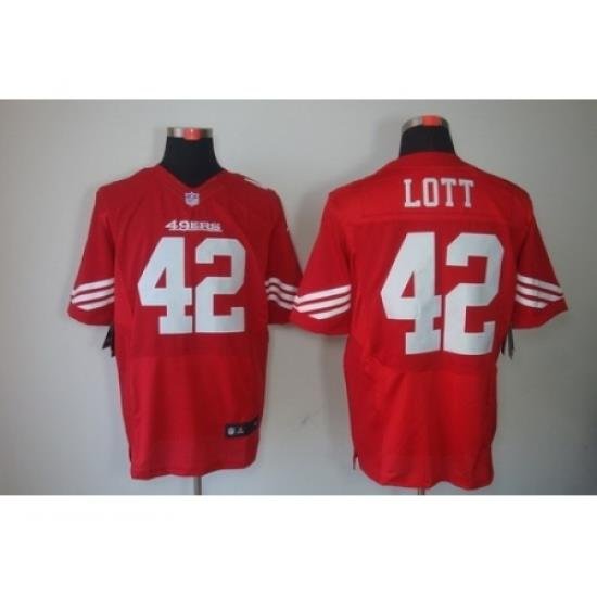 Nike San Francisco 49ers 42 Ronnie Lott Red Elite NFL Jersey