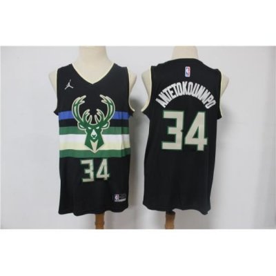 Men Milwaukee Bucks Giannis Antetokounmpo 34 Swingman Black 2021 Jordan Brand Jersey