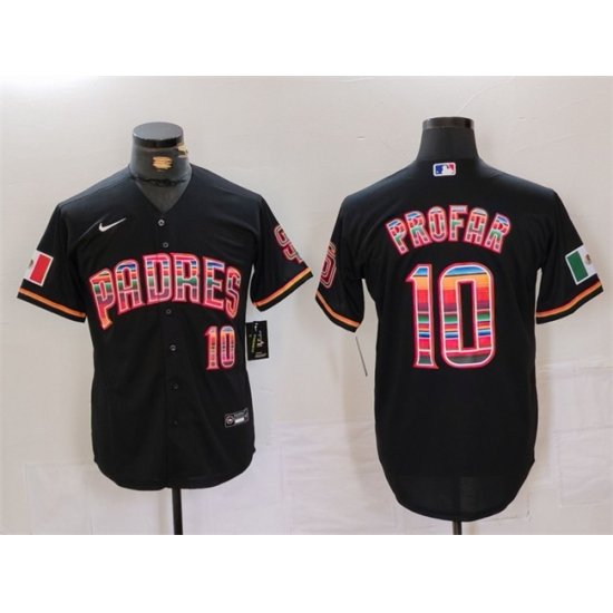 Men San Diego Padres 10 Jurickson Profar Mexico Black Cool Base Stitched Baseball Jersey