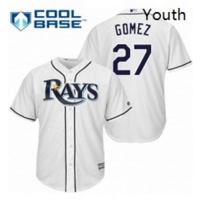 Youth Majestic Tampa Bay Rays 27 Carlos Gomez Replica White Home Cool Base MLB Jersey