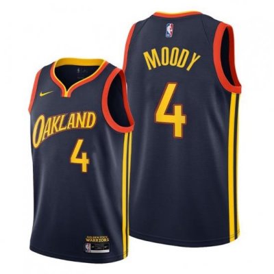 Men Golden State Warriors 4 Moses Moody Navy Men Jersey