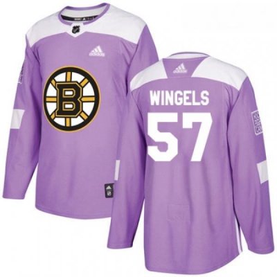 Youth Adidas Boston Bruins 57 Tommy Wingels Authentic Purple Fights Cancer Practice NHL Jersey