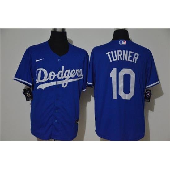 Dodgers 10 Justin Turner Royal 2020 Nike Cool Base Jersey