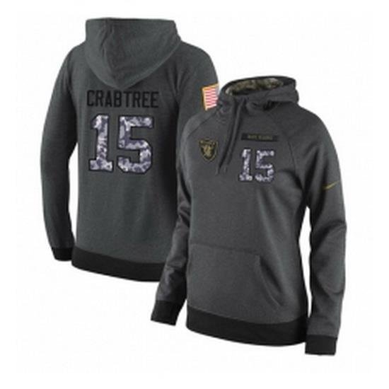 NFL Womens Nike Oakland Raiders 15 Michael Crabtree Stitched Black Anthracite Salute to Service Player Performance Hoodie