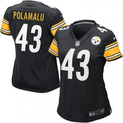 Womens Nike Pittsburgh Steelers 43 Troy Polamalu Game Black Team Color NFL Jersey