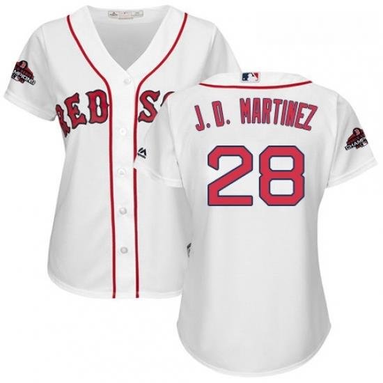 Womens Majestic Boston Red Sox 28 j D Martinez Authentic White Home 2018 World Series Champions MLB Jerse