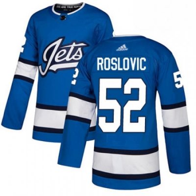 Youth Adidas Winnipeg Jets 52 Jack Roslovic Authentic Blue Alternate NHL Jersey