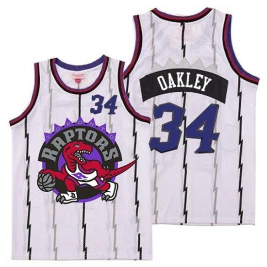 Raptors 34 Charles Oakley White Big Logo Retro Jersey 8