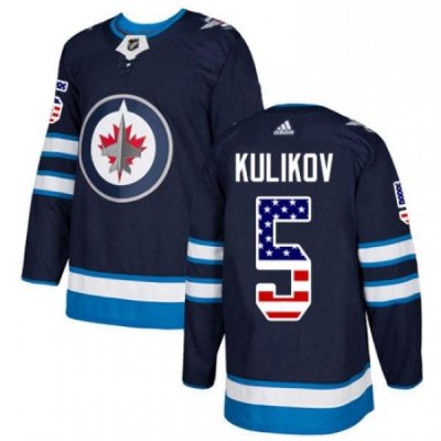 Youth Adidas Winnipeg Jets 5 Dmitry Kulikov Authentic Navy Blue USA Flag Fashion NHL Jersey