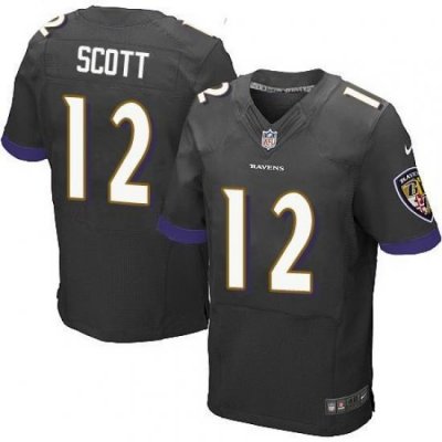 Nike Ravens 12 Jaleel Scott Black Elite Jersey