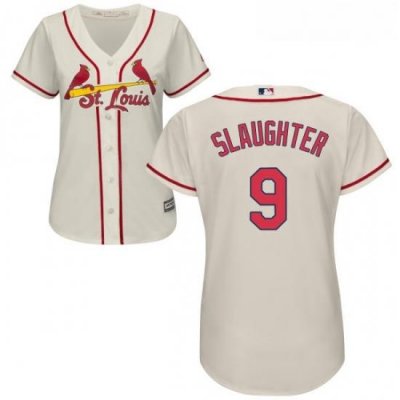 Womens Majestic St Louis Cardinals 9 Enos Slaughter Replica Cream Alternate Cool Base MLB Jersey