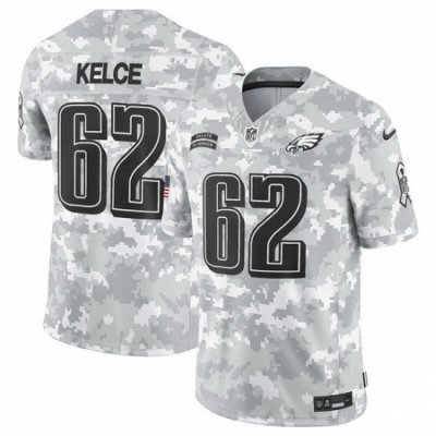 Men Philadelphia Eagles 62 Jason Kelce 2024 F U S E Arctic Camo Salute To Service Limited Stitched Football Jersey