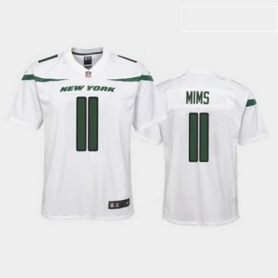 youth denzel mims new york jets white game jersey