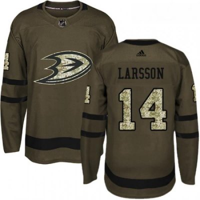 Youth Adidas Anaheim Ducks 14 Jacob Larsson Premier Green Salute to Service NHL Jersey