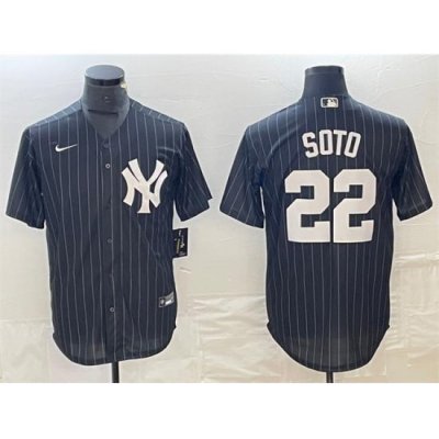 Men NeW York Yankees 22 Juan Soto Black Cool Base Stitched Baseball Jerseys