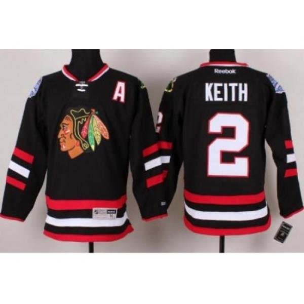 Chicago Blackhawks 2 Duncan Keith Black 2014 Stadium Series NHL Jersey A PATCH