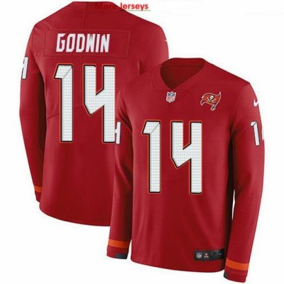 Nike Buccaneers 14 Chris Godwin Red Team Color Men Stitched NFL Limited Therma Long Sleeve Jersey